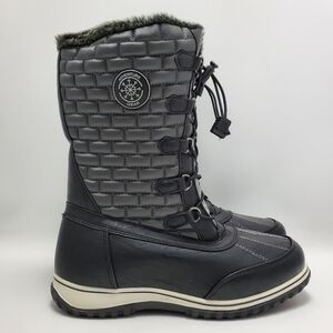 Tundra Gray and Black Quilted Winter Rain Boots